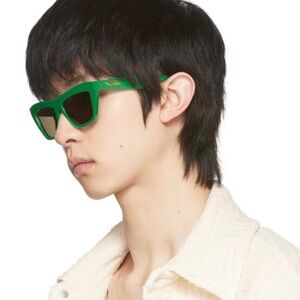 Bottega Veneta Unisex Green Cat-Eye Sunglasses